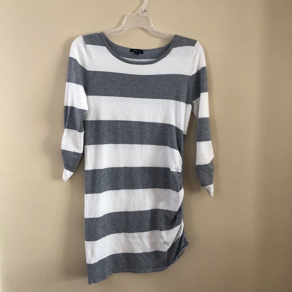 Karissa & Me white and grey striped top